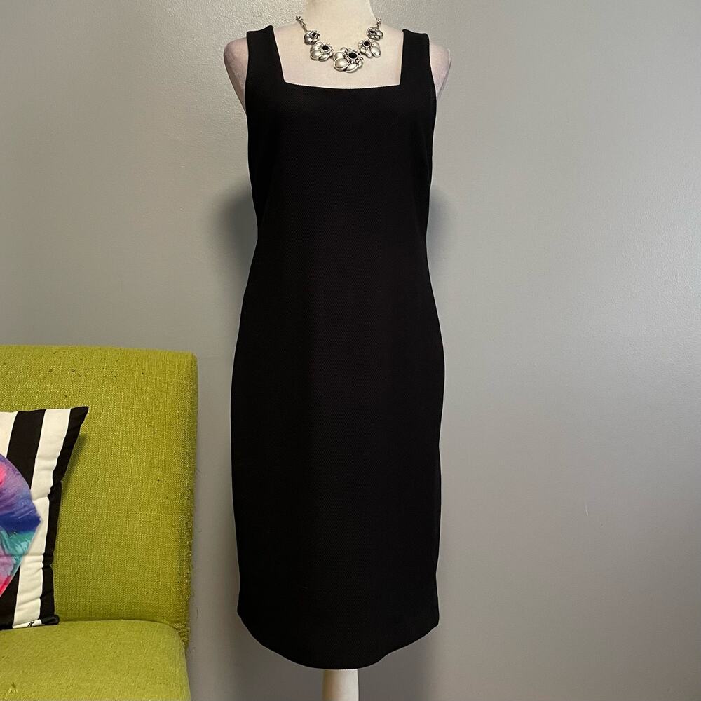 Premise Black Sleeveless Square Neck Sheath Dress Work Cocktail